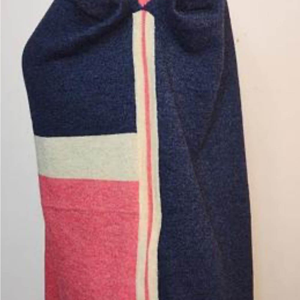 White Stuff Striped Navy and Coral Alpaca/Merino wool Sweater - Picture 5 of 9